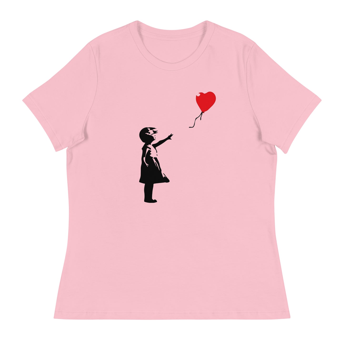 Women’s Banksy girl with heart balloon fitted t-shirt