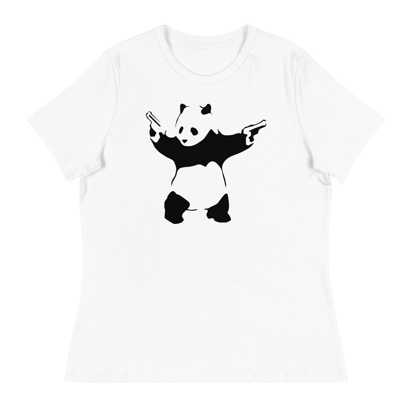 Women’s Banksy pistol panda fitted t-shirt