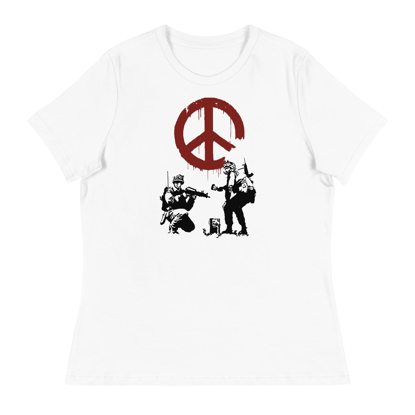 Women’s Banksy peace soldiers fitted t-shirt
