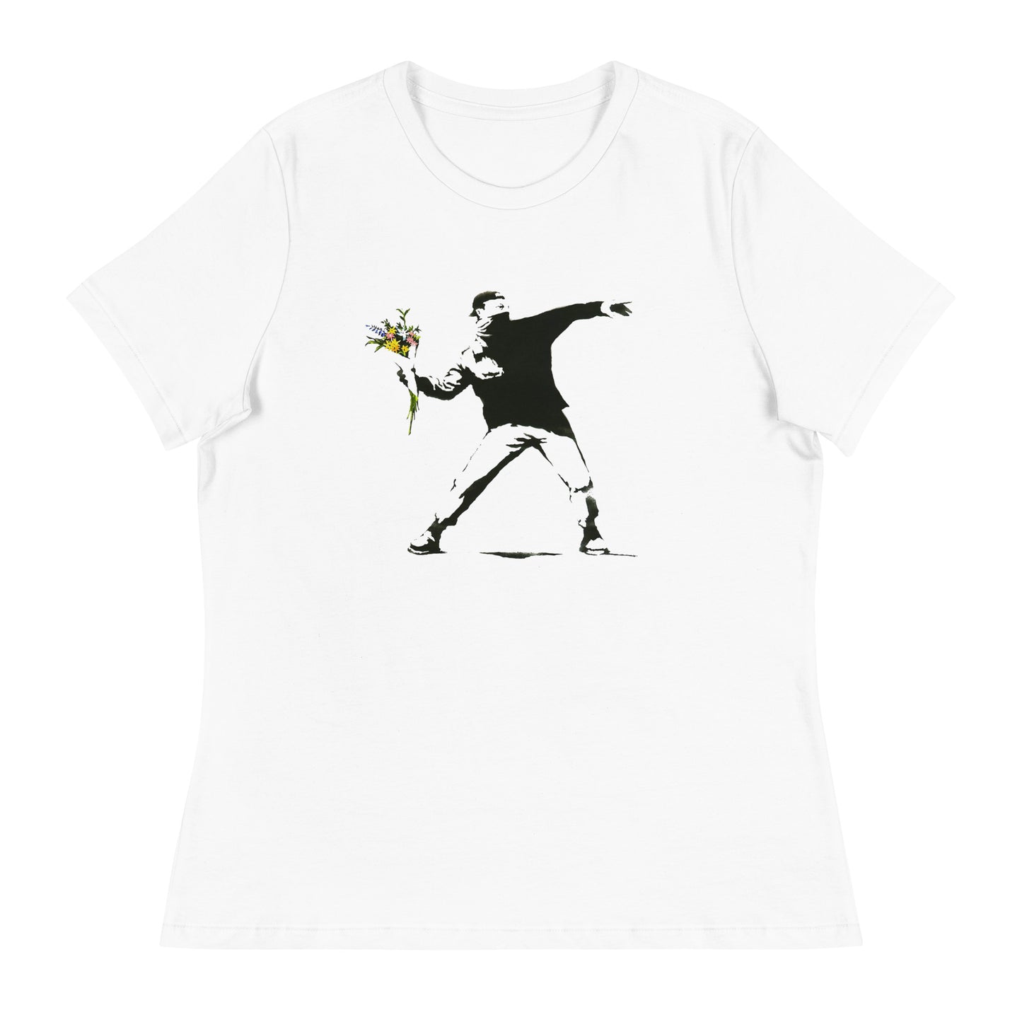 Women’s Banksy flower thrower fitted t-shirt