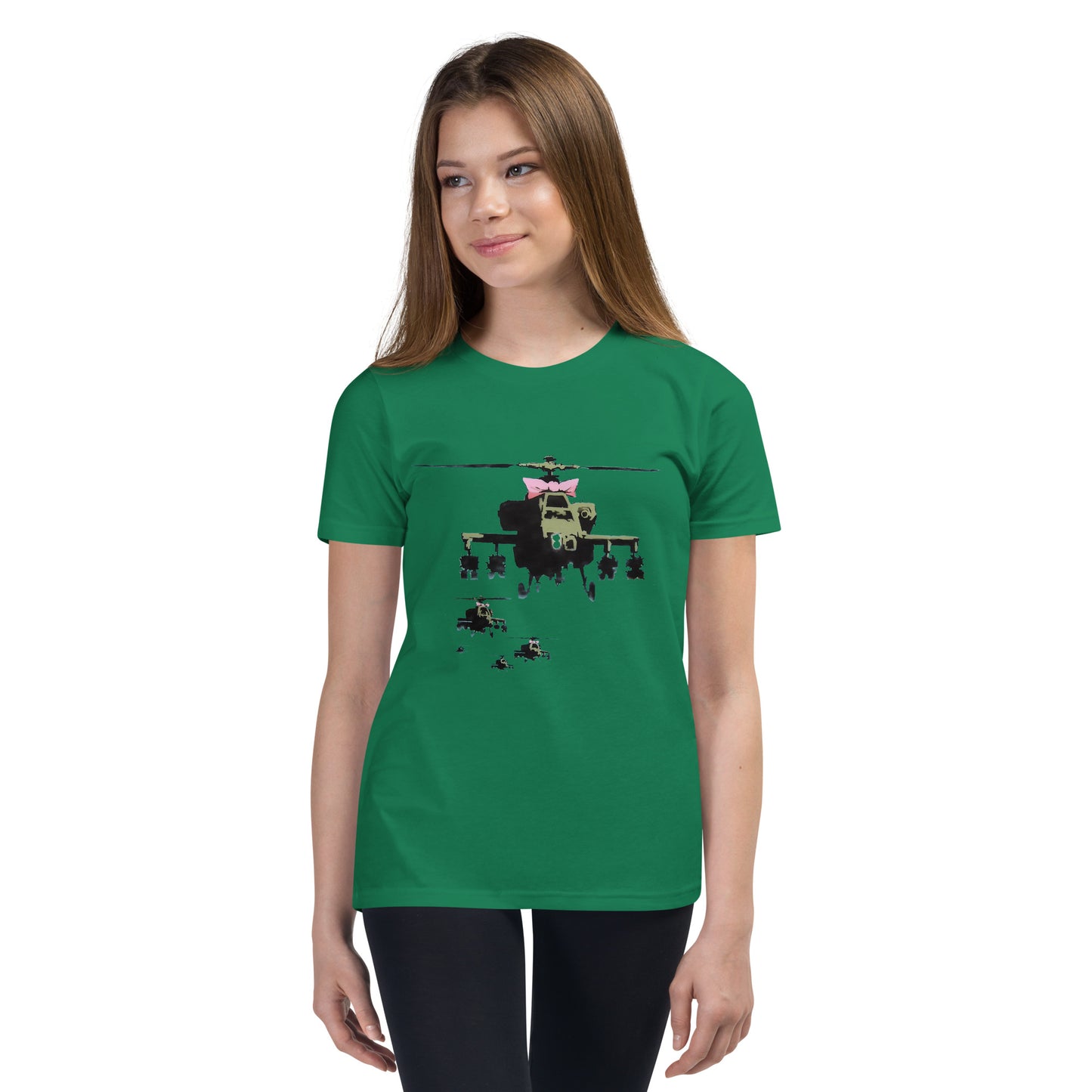 Kids Banksy helicopter with bow Short Sleeve T-Shirt