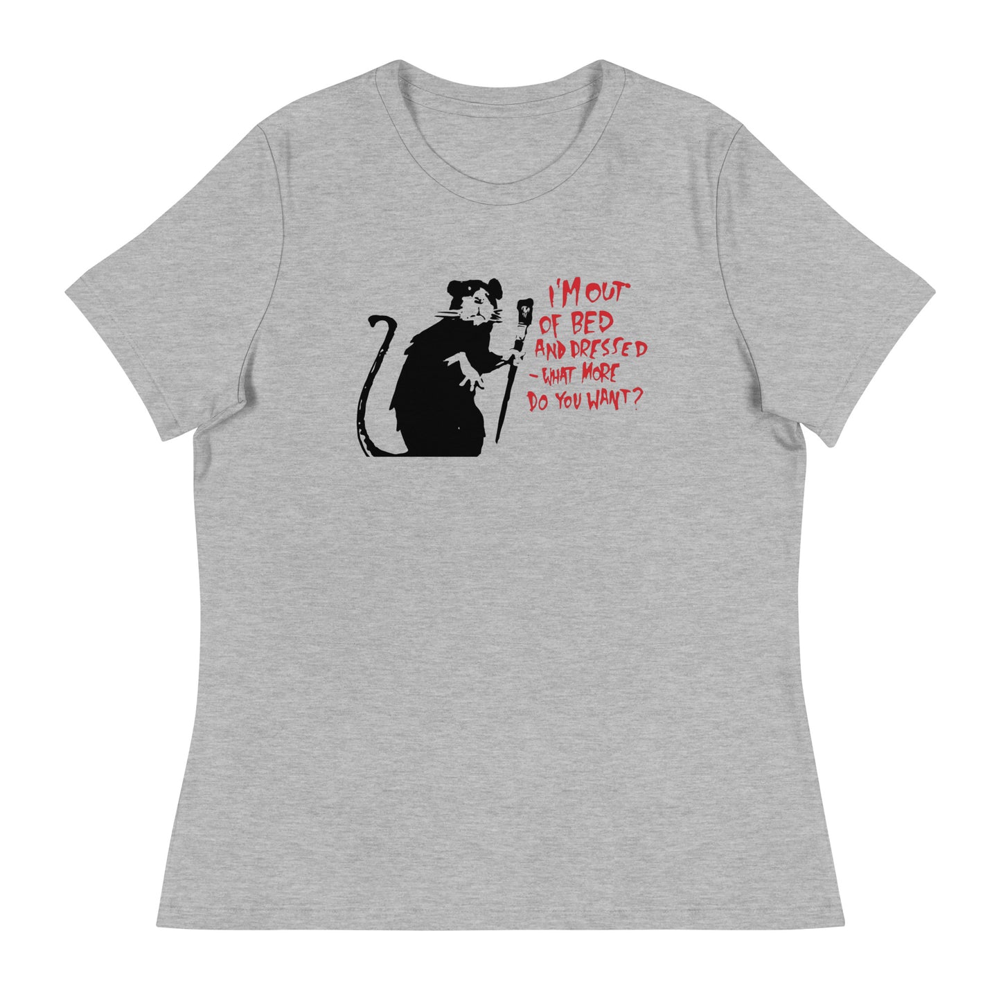 Women’s Banksy out of bed and dressed rat fitted t-shirt