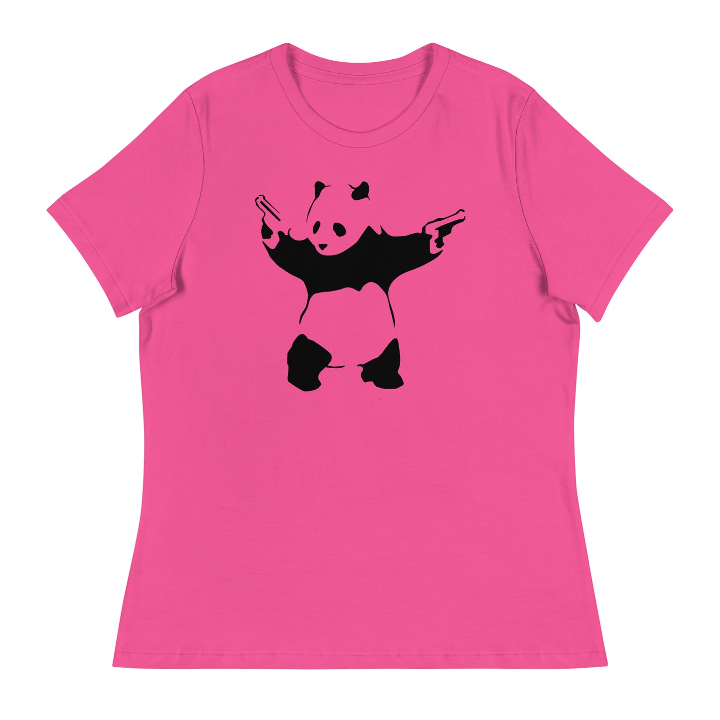 Women’s Banksy pistol panda fitted t-shirt
