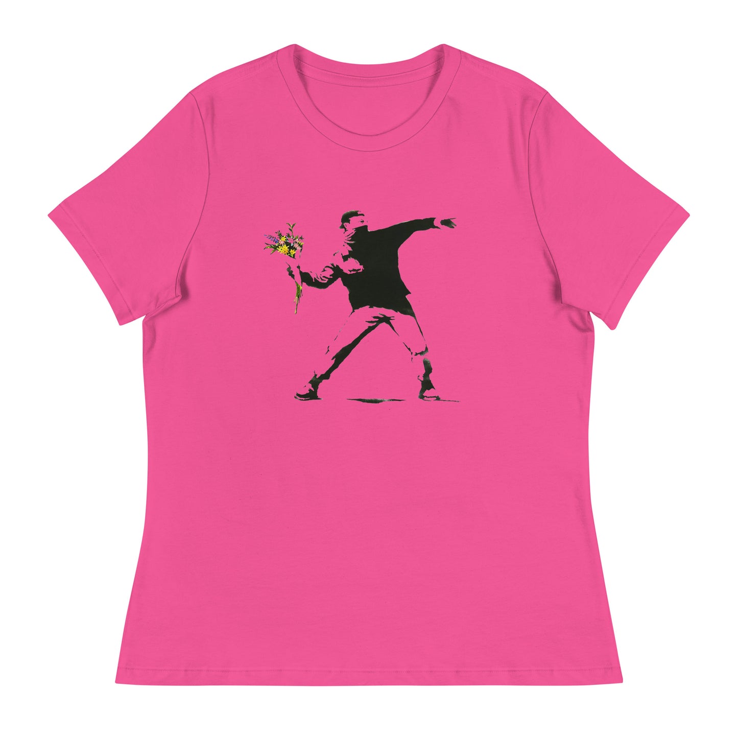 Women’s Banksy flower thrower fitted t-shirt