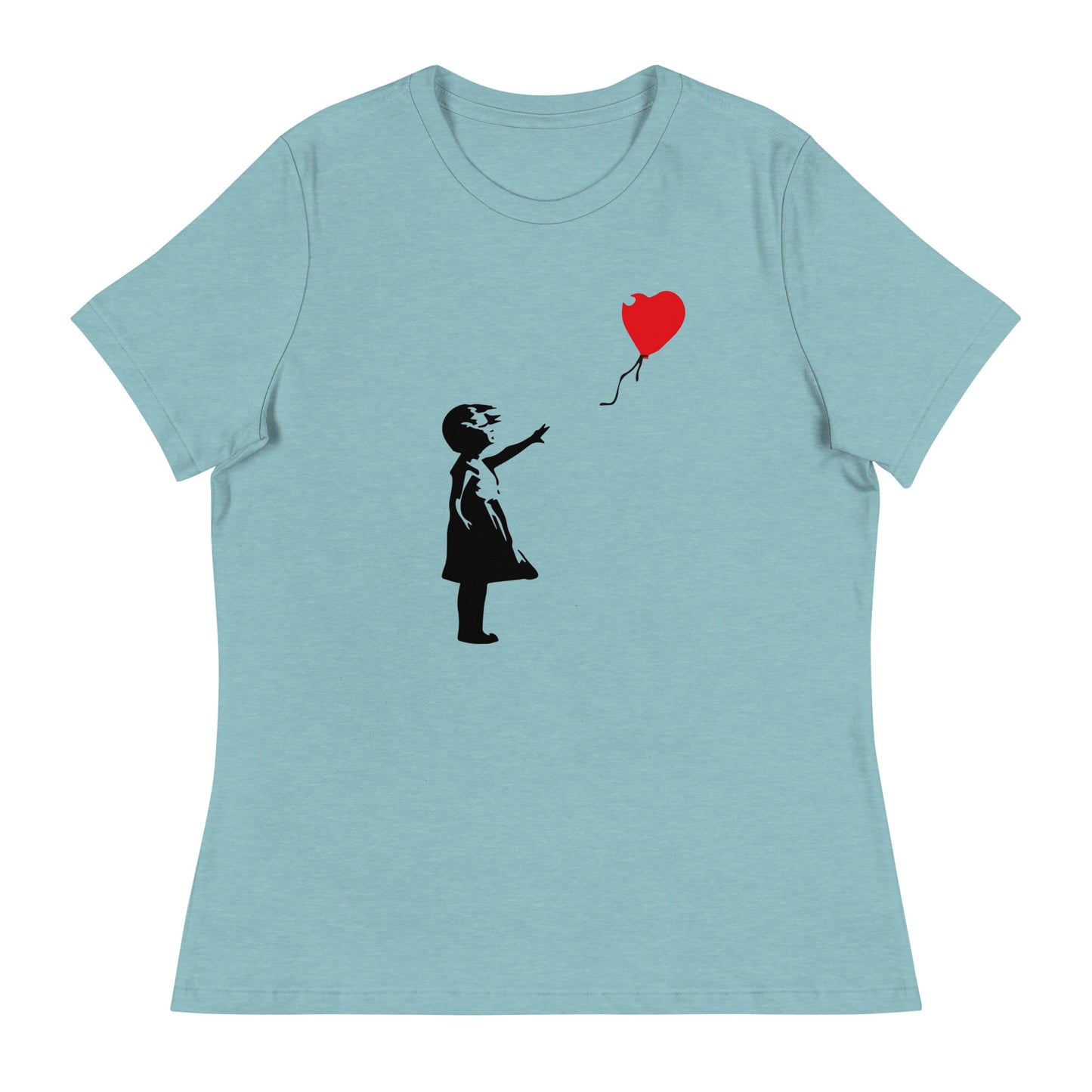 Women’s Banksy girl with heart balloon fitted t-shirt