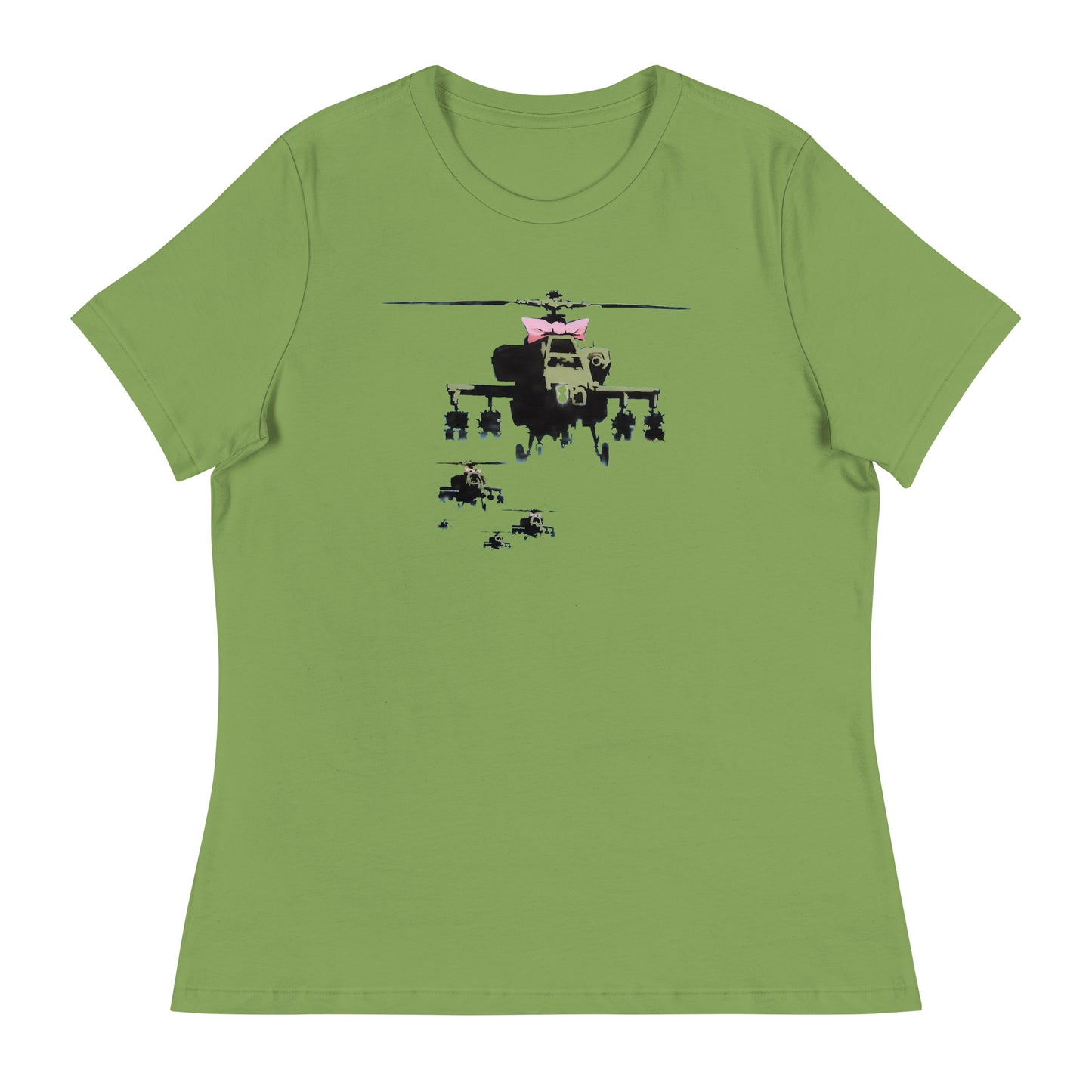 Women’s Banksy helicopter with bow fitted t-shirt
