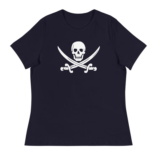 Women’s Jolly Roger pirate flag fitted t-shirt