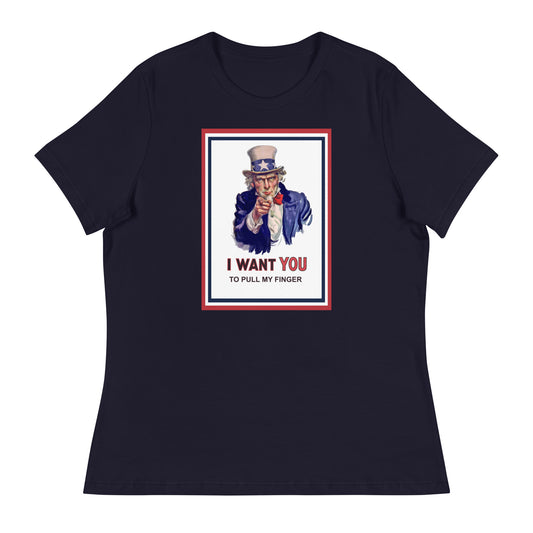 Women’s Uncle Sam I want you to pull my finger fitted t-shirt
