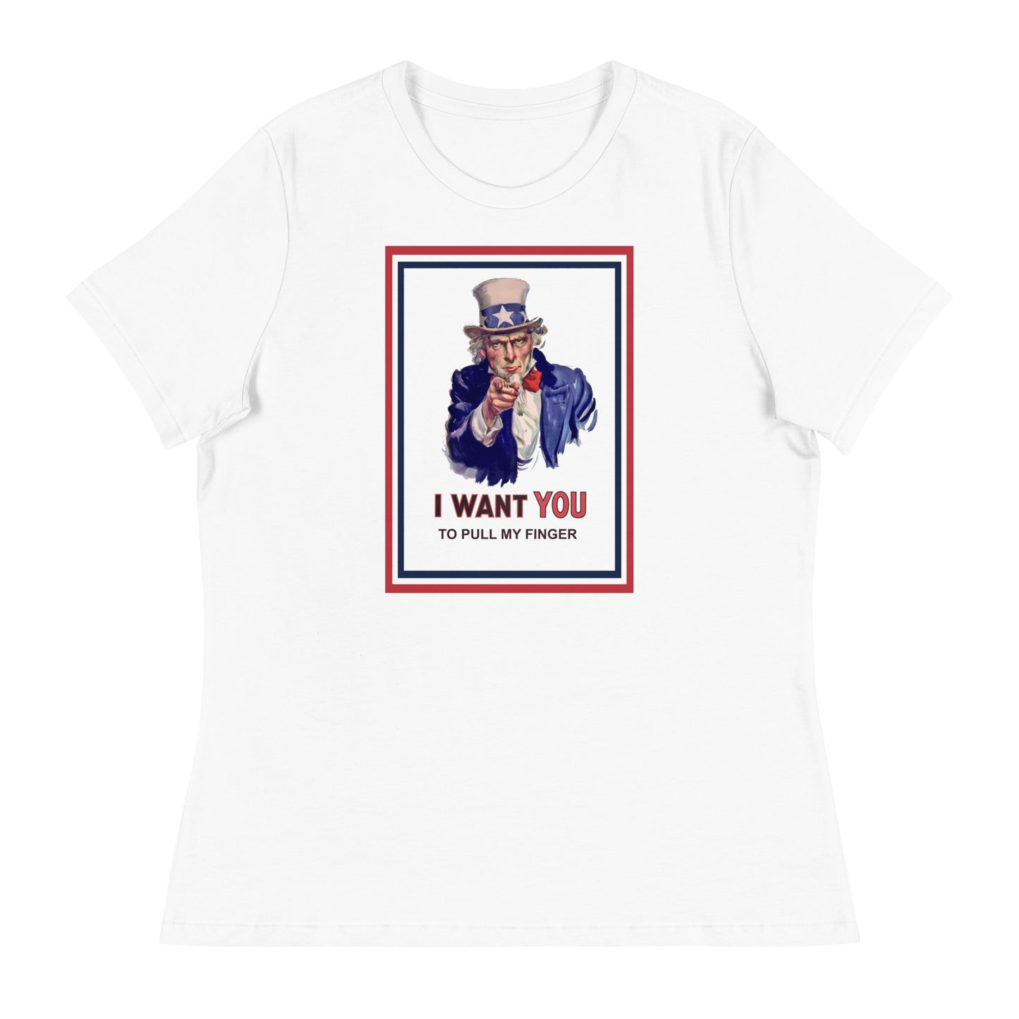 Women’s Uncle Sam I want you to pull my finger fitted t-shirt