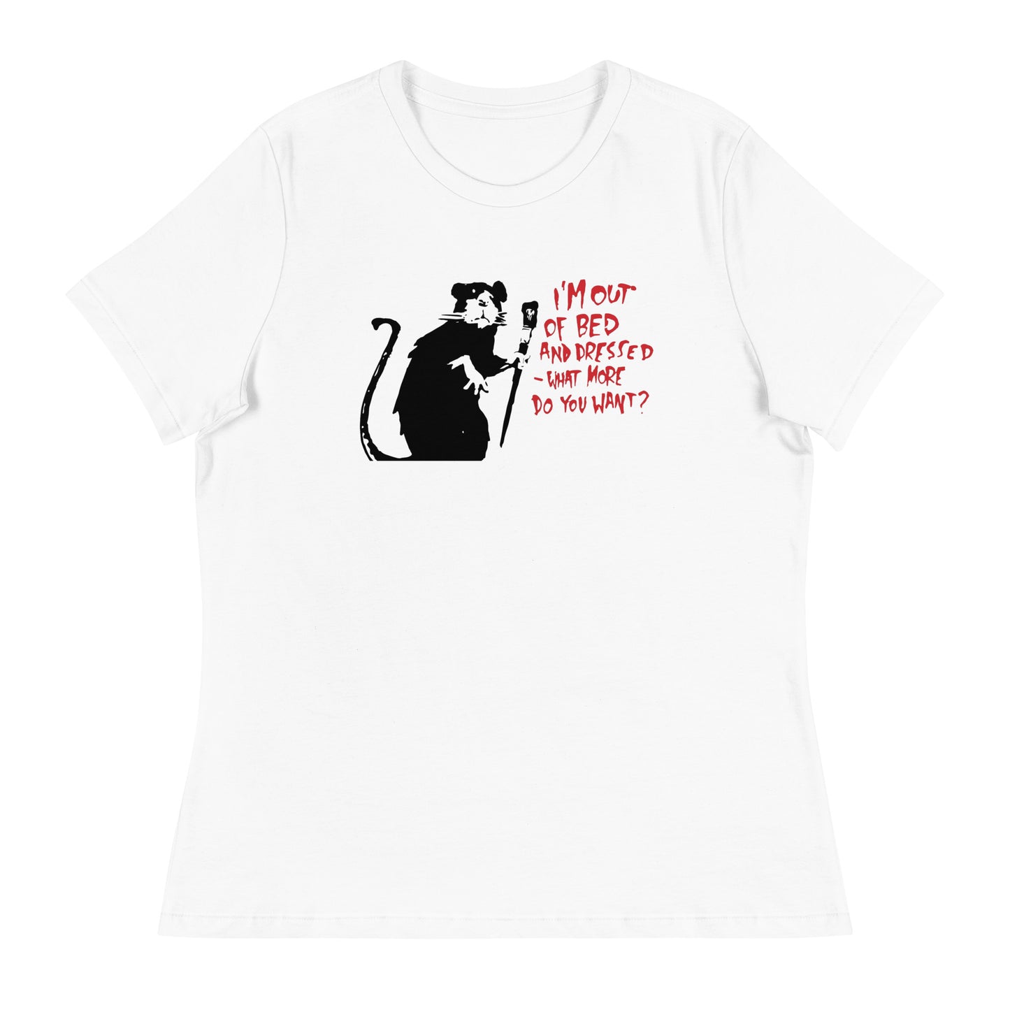 Women’s Banksy out of bed and dressed rat fitted t-shirt
