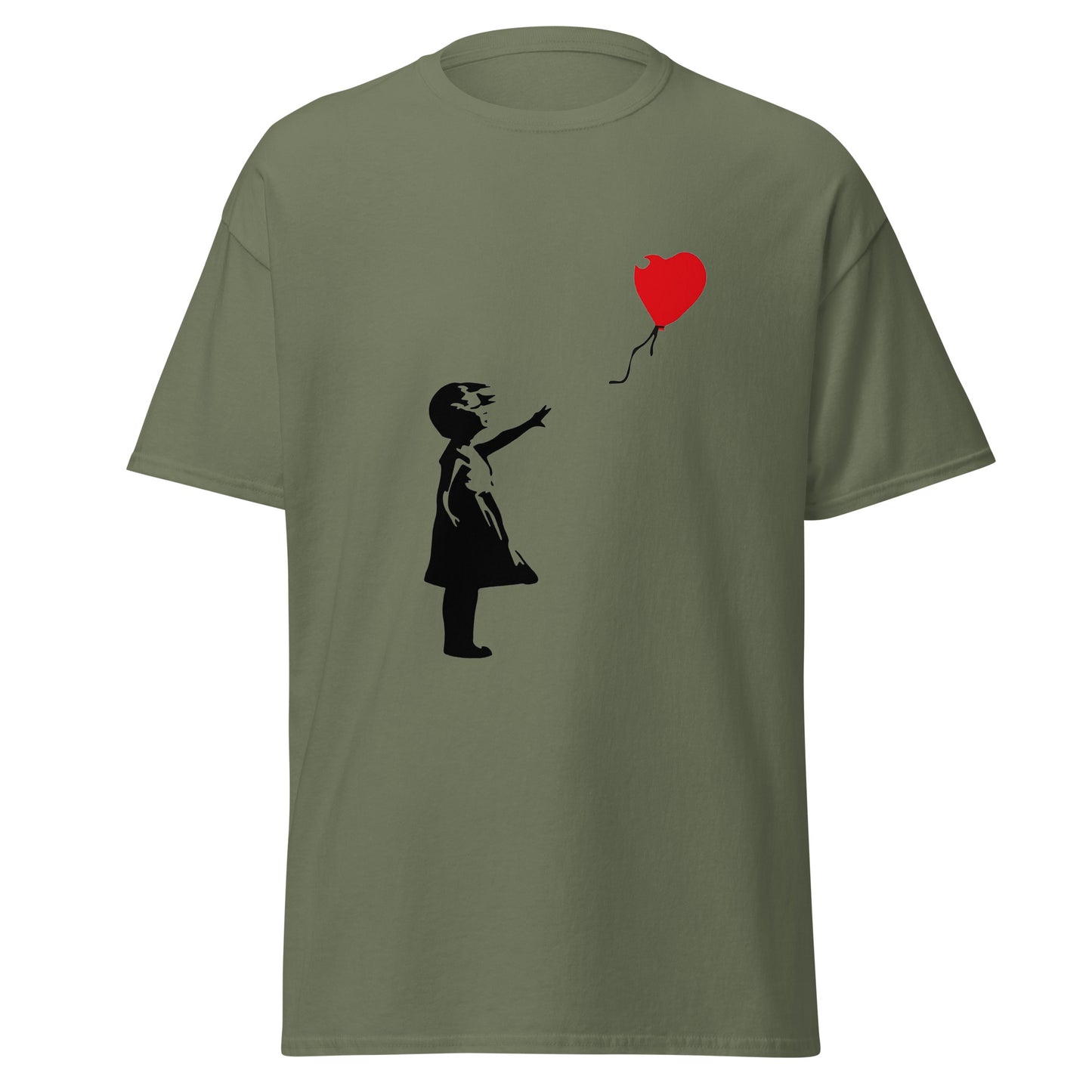Banksy-Mädchen mit klassischem T-Stück des Herzballons