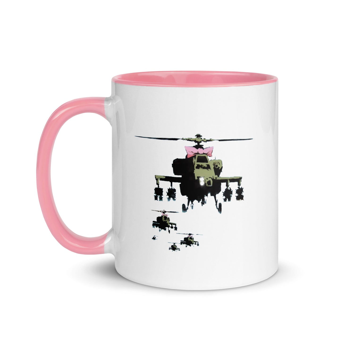 Banksy-Hubschrauber mit Bogenkaffeetasse