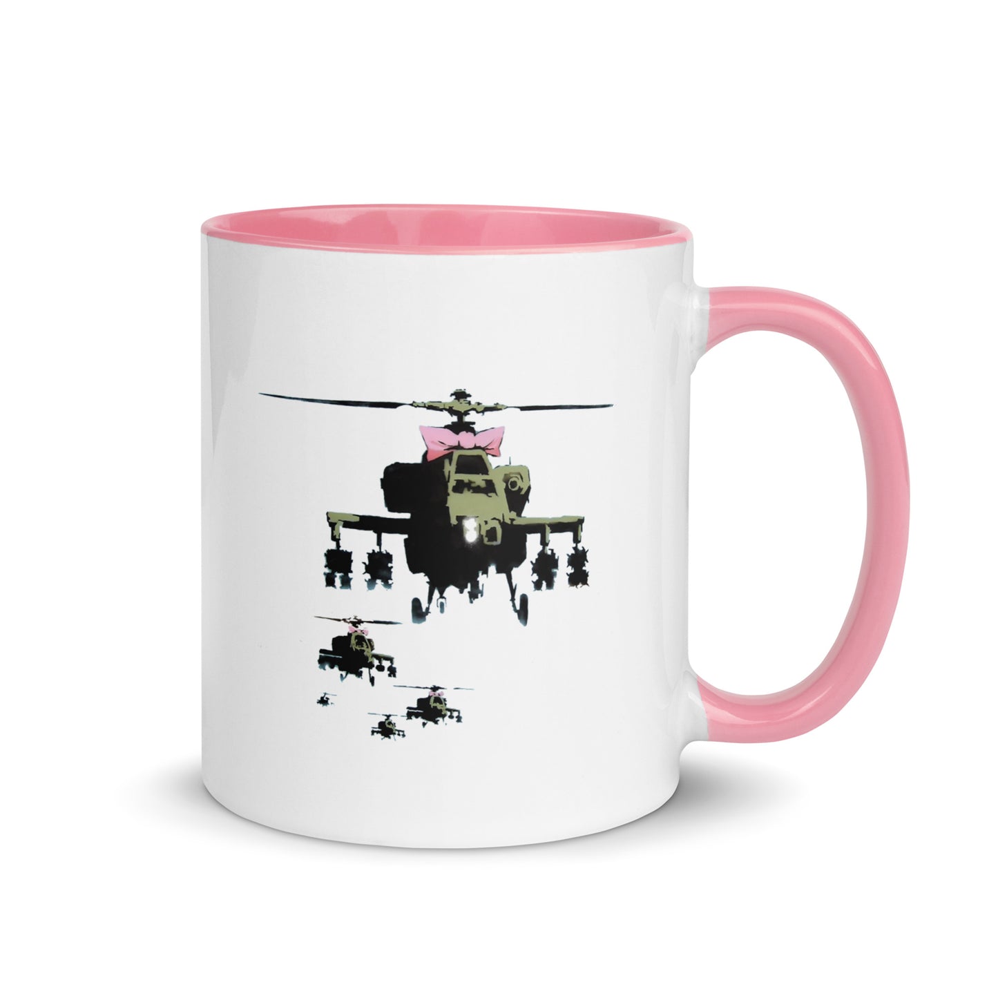 Banksy-Hubschrauber mit Bogenkaffeetasse