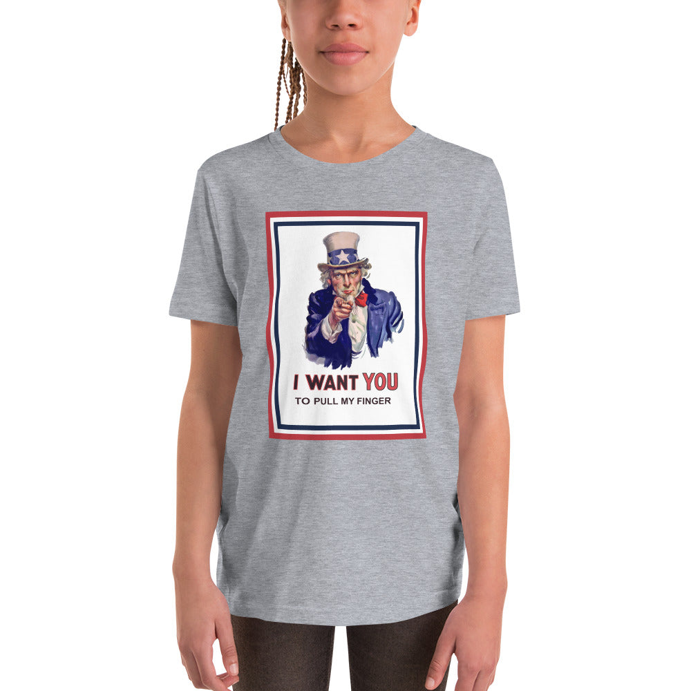 Kids Uncle Sam I want you to pull my finger Kurzarm-T-Shirt