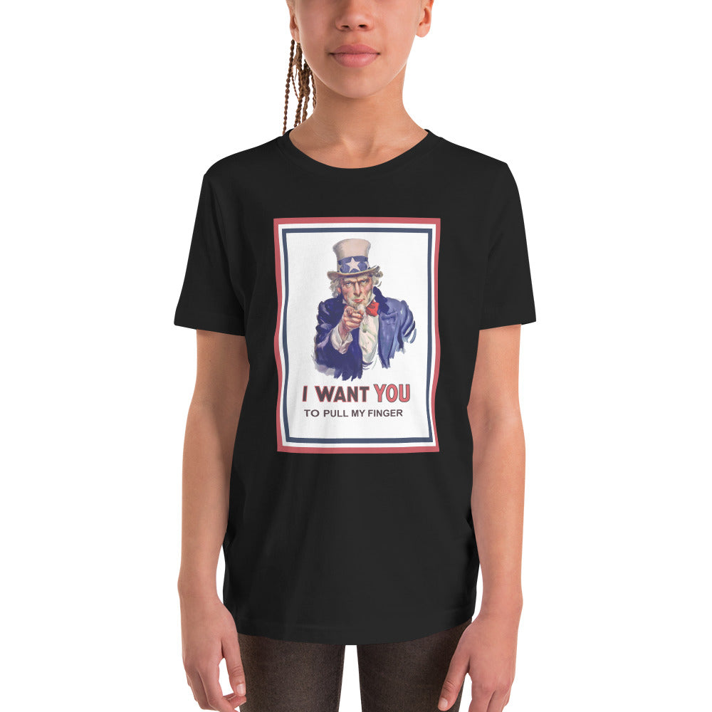 Kids Uncle Sam I want you to pull my finger Kurzarm-T-Shirt