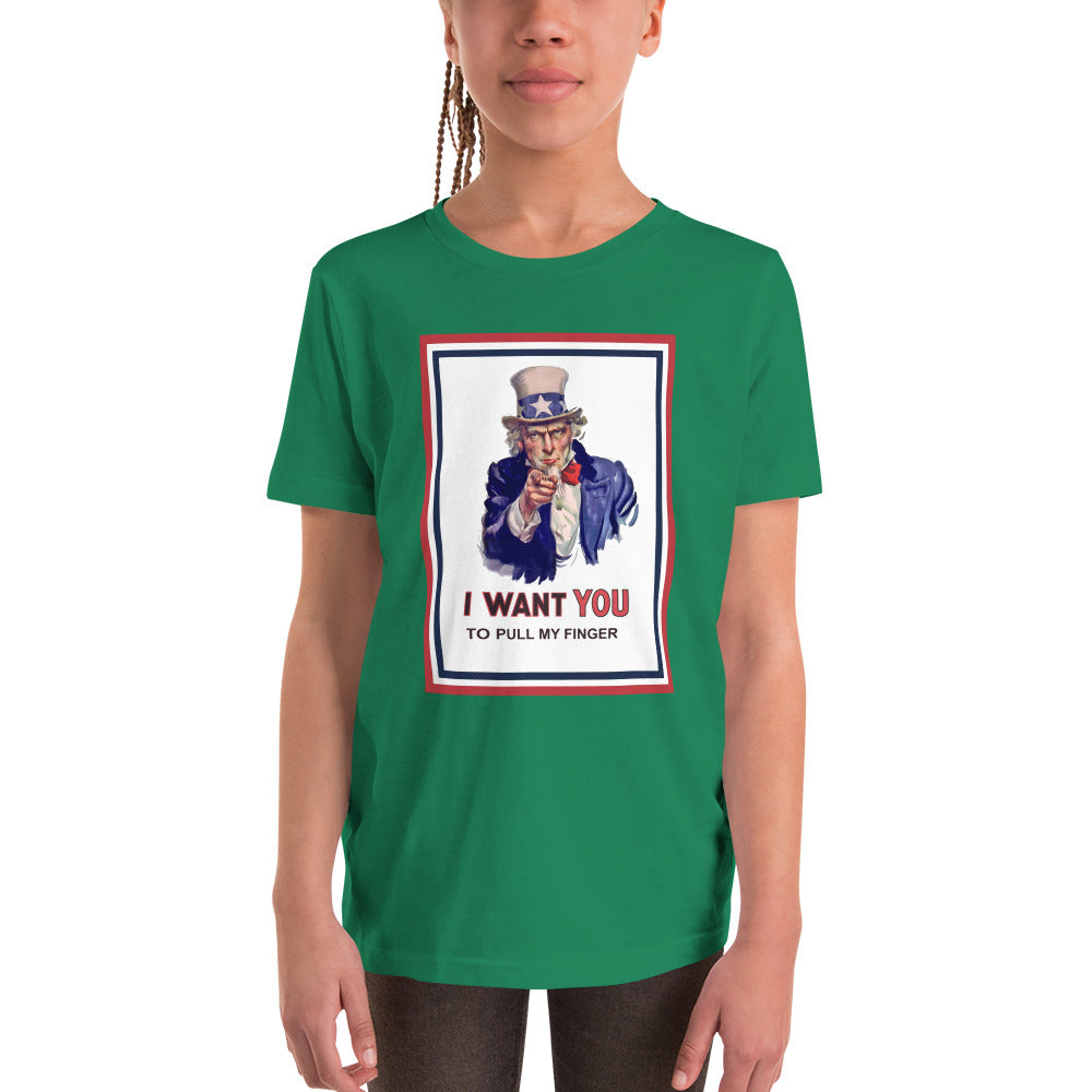 Kids Uncle Sam I want you to pull my finger Kurzarm-T-Shirt