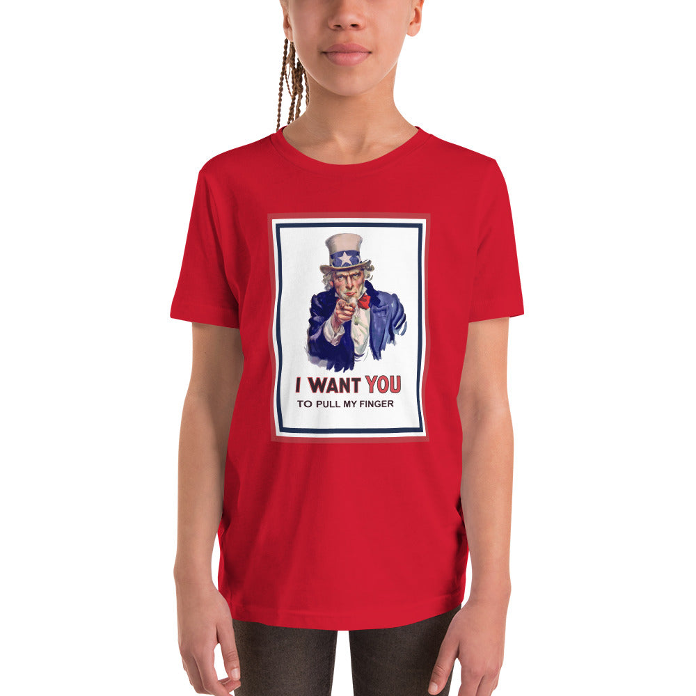 Kids Uncle Sam I want you to pull my finger Kurzarm-T-Shirt