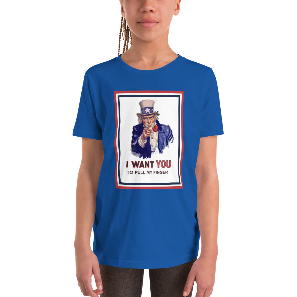 Kids Uncle Sam I want you to pull my finger Kurzarm-T-Shirt