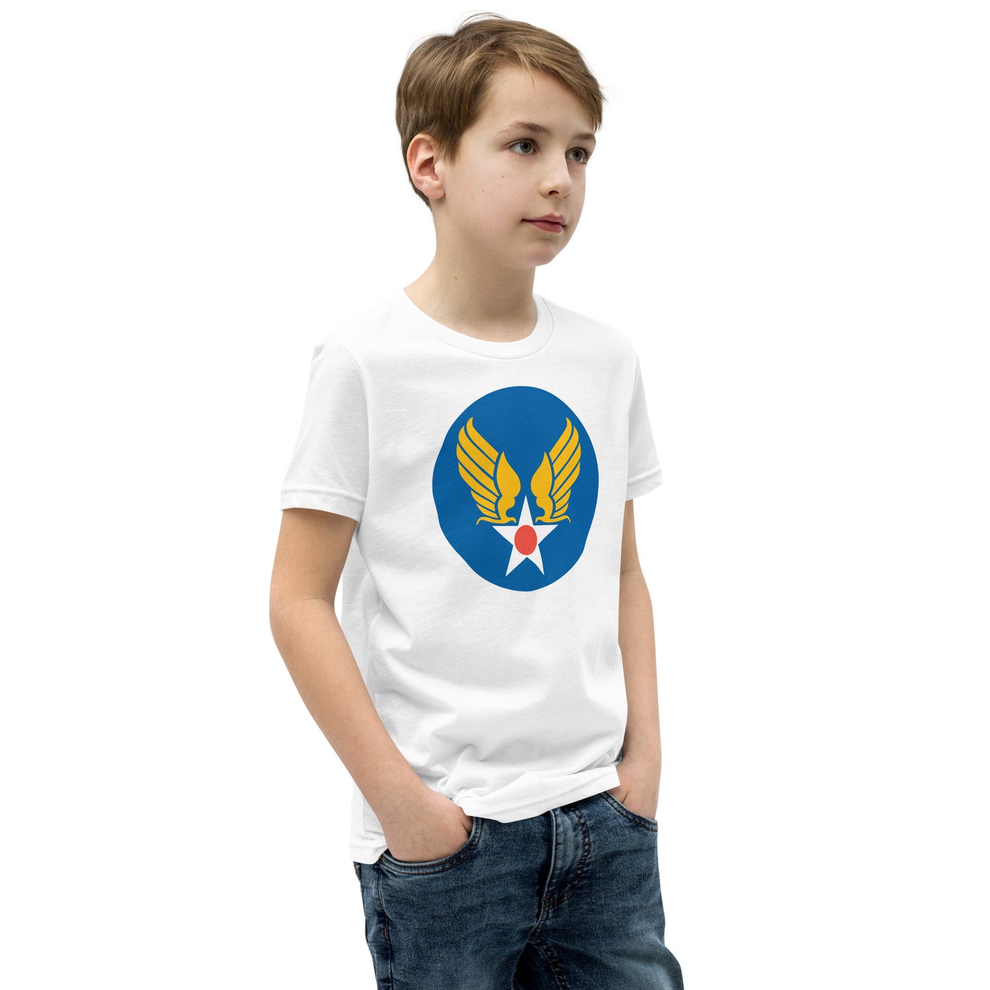 Kinder Flügel und Sterne USAAF Kurzarm T-Shirt